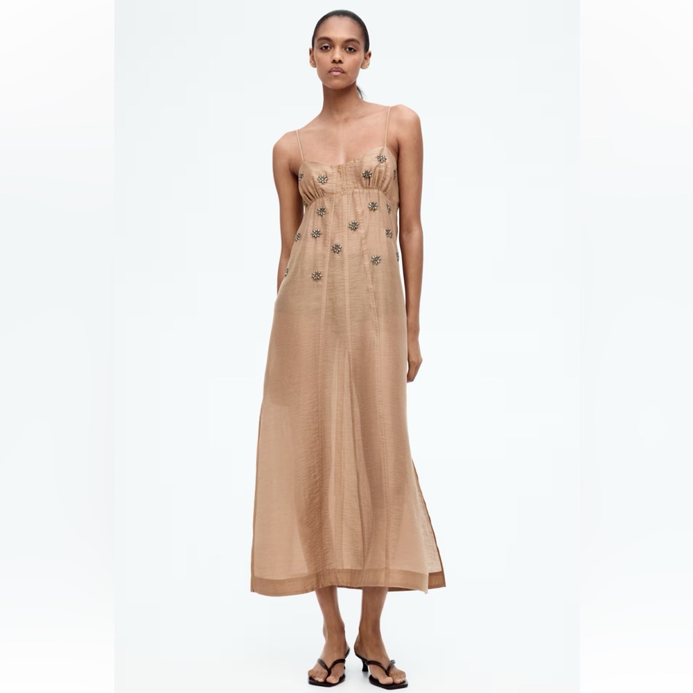 NWT H&M SHEER EMBELLUSHED SLIP DRESS